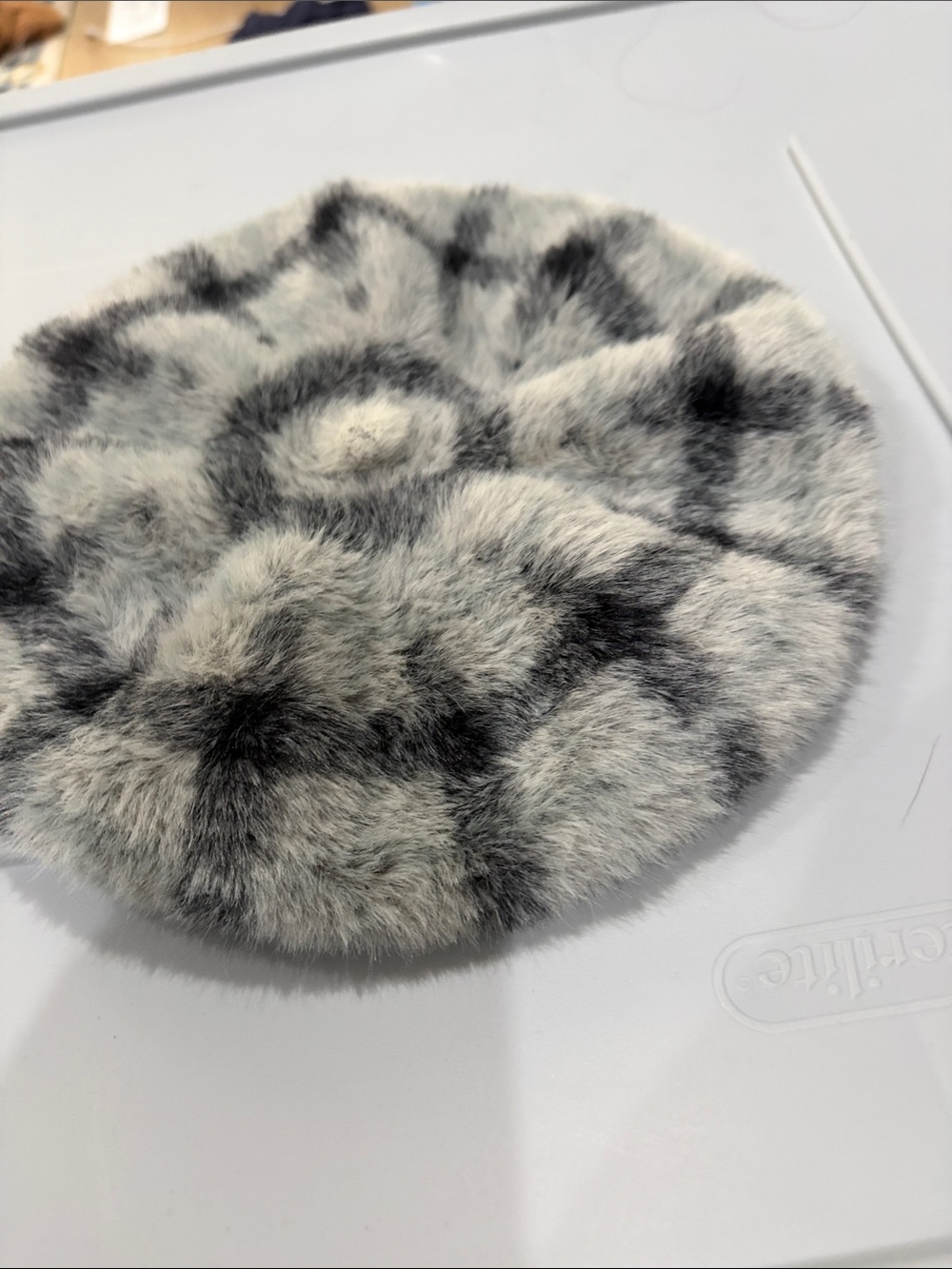a new day Faux Fur Beret in Gray and Black